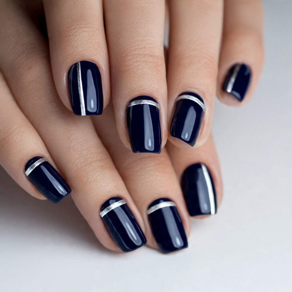 icy contrast accent navy winter nails feel