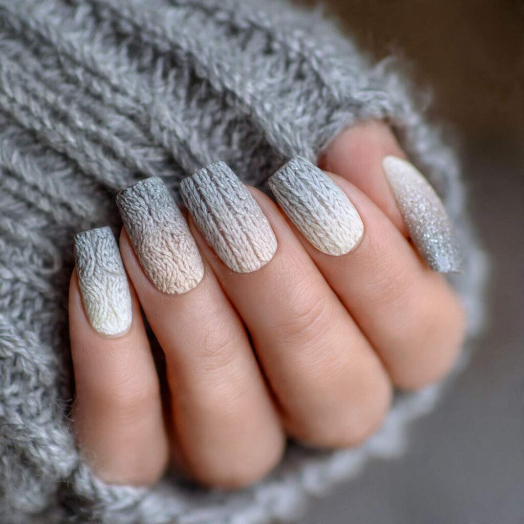 icy sweater knit ombre nails feel warm