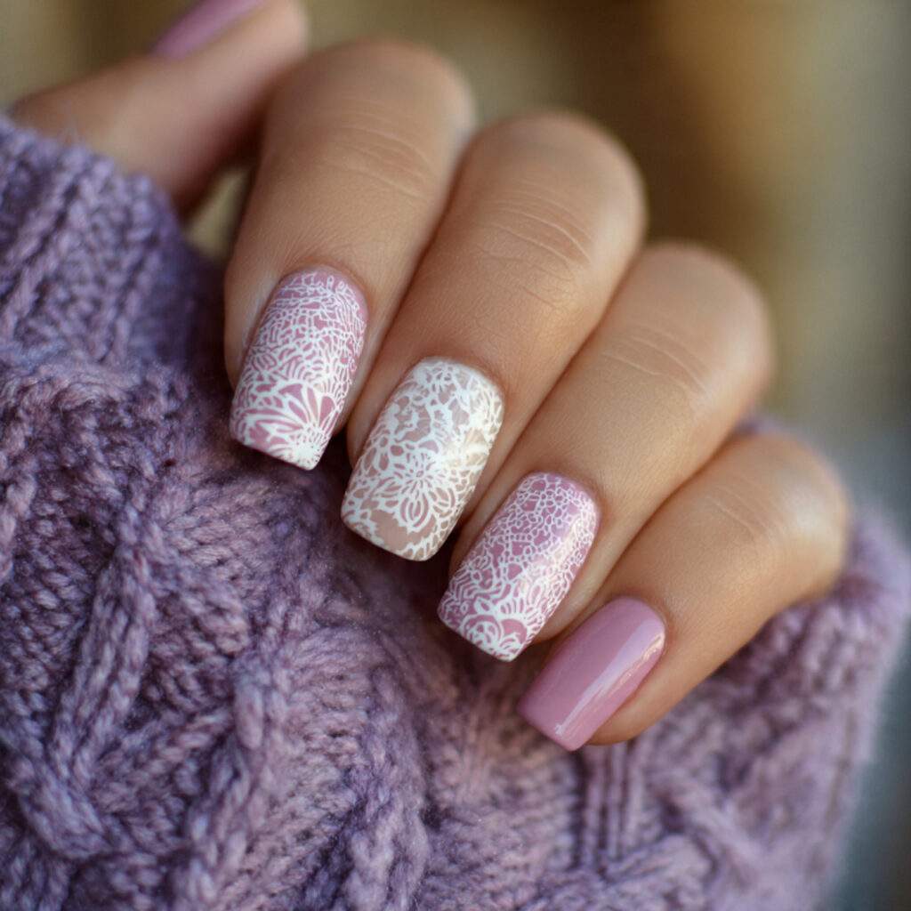 lace pattern nails recreate delicate textile designs