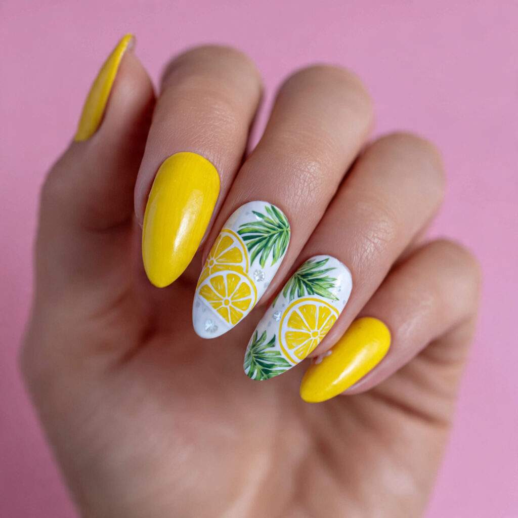 lemon nails are bright fresh and fun