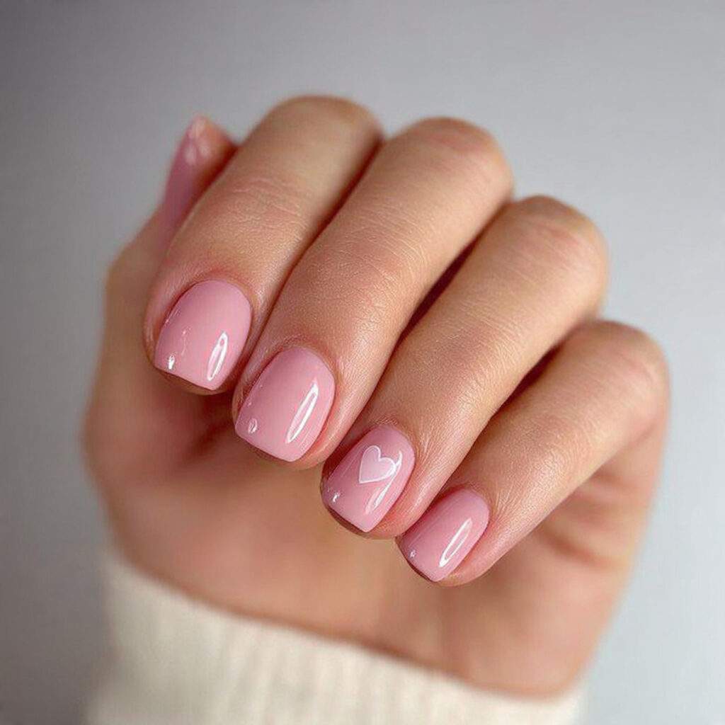light blush short valentine nails add warmth