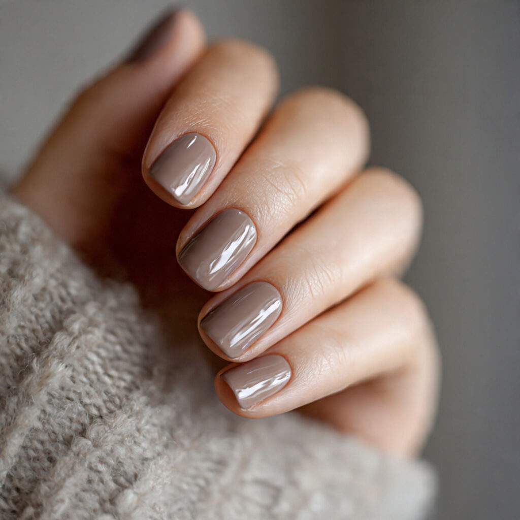 light mushroom brown office nails short clean