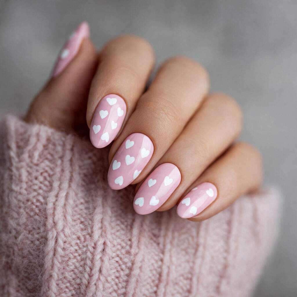 light pink with white hearts creates sweet