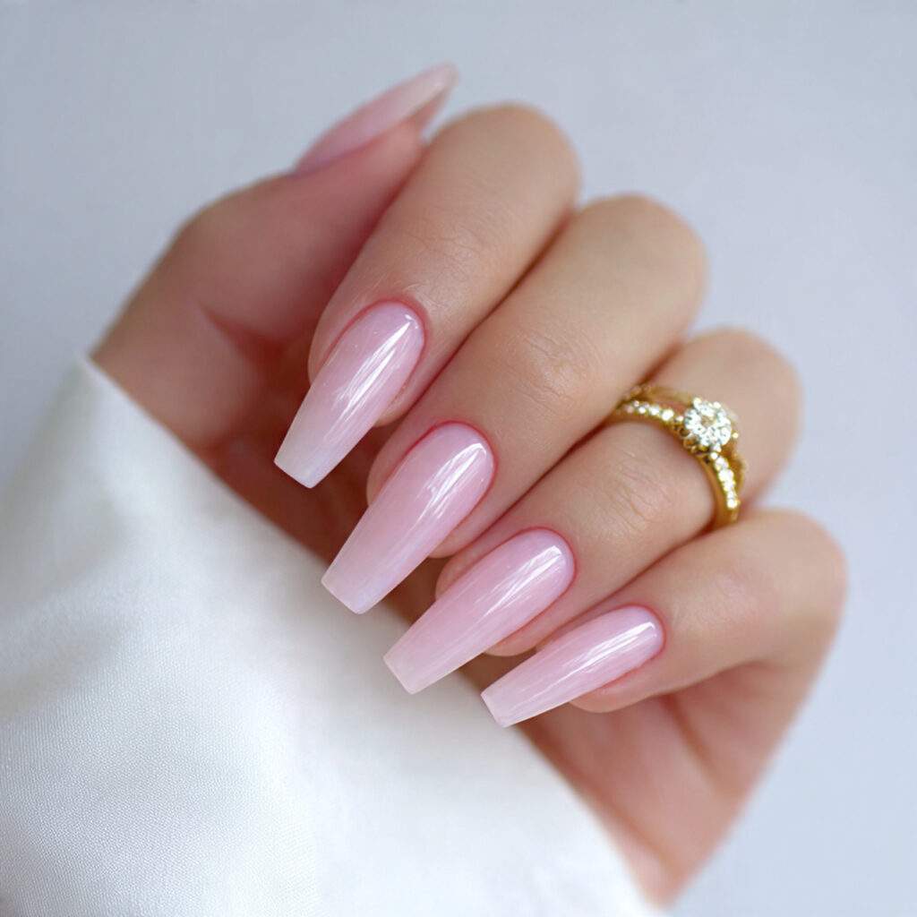 long glam nails with a high shine finish