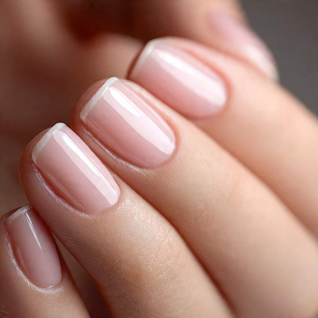 macro shot of natural nails with ridge filling