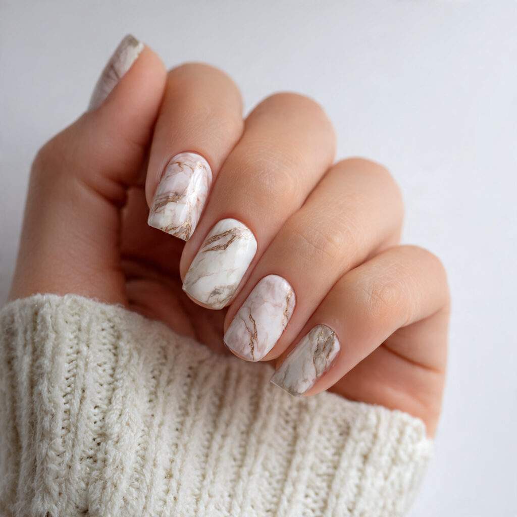 marble aesthetic nails recreate natural stone patterns 1
