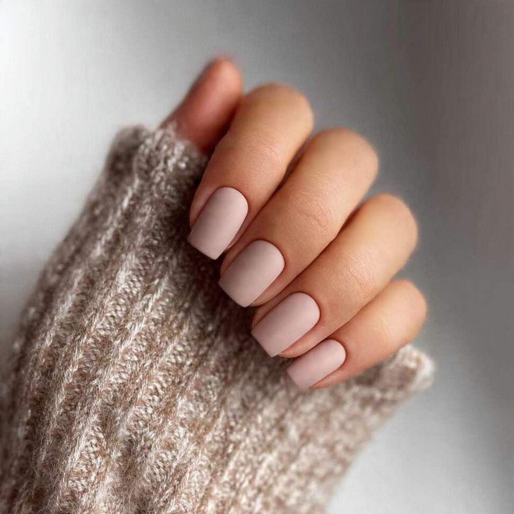 matte beige nails offer a clean and