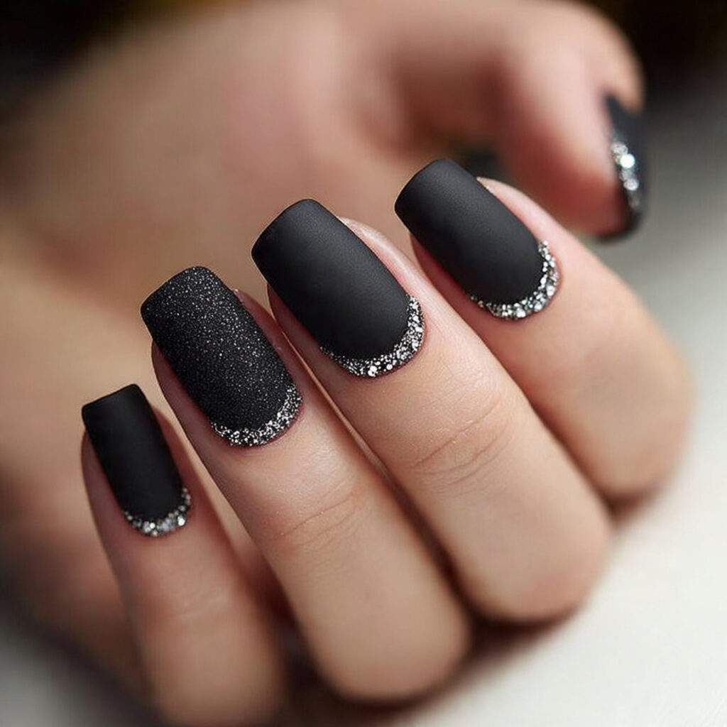 matte black nails look bold and modern