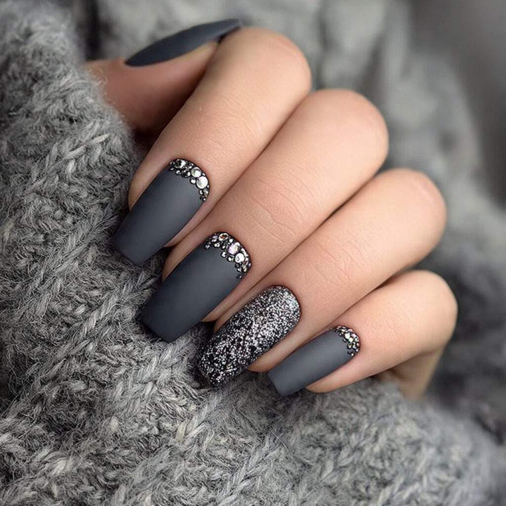 matte snowburst glam gray winter nails feel