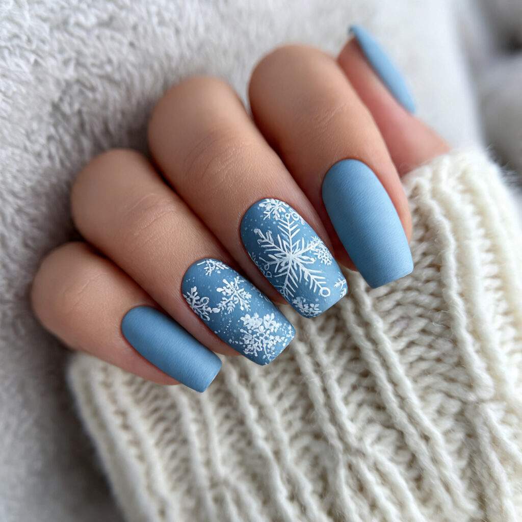 matte snowflake winter nails feel soft warm