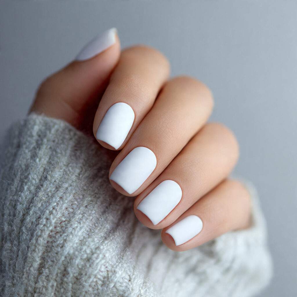 matte white nails offer a soft and