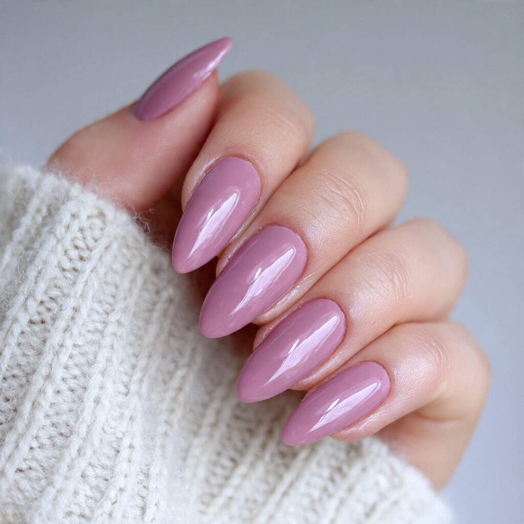 mauve valentine nails almond pink