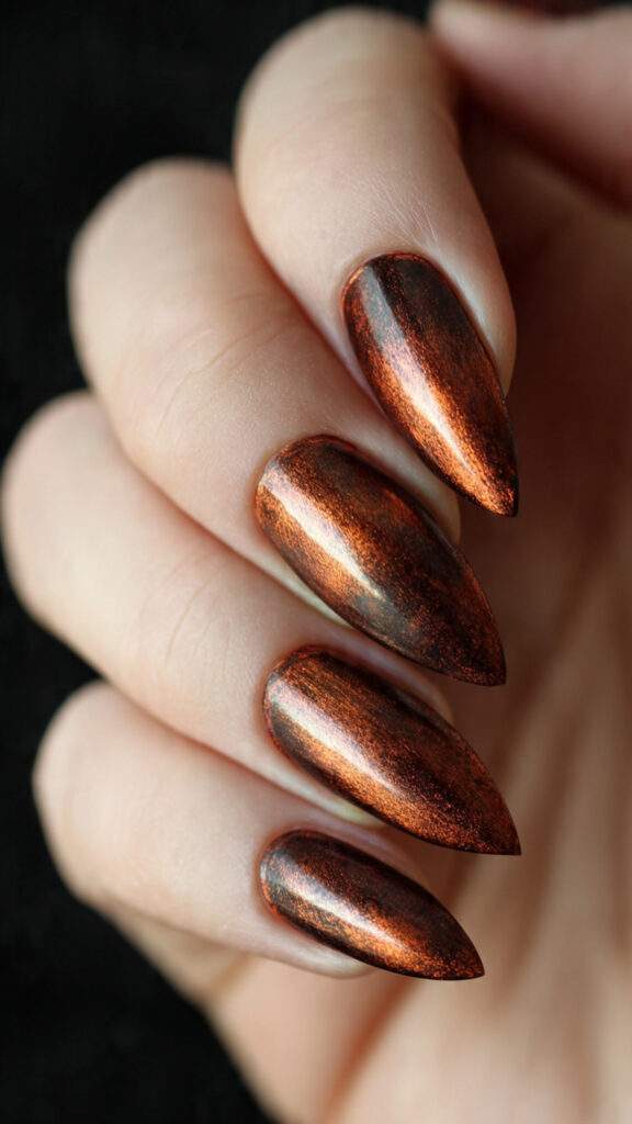 metallic bronze nails give a warm and