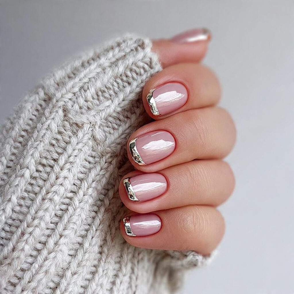 metallic french tips add shine and glam