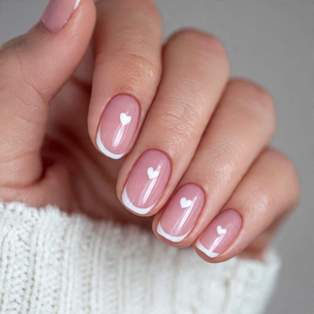 micro french tip valentine nails feature very