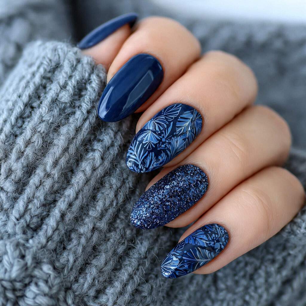 midnight blizzard mix navy winter nails feel
