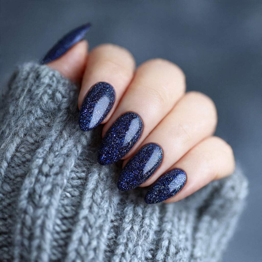 midnight galaxy sparkle navy nails