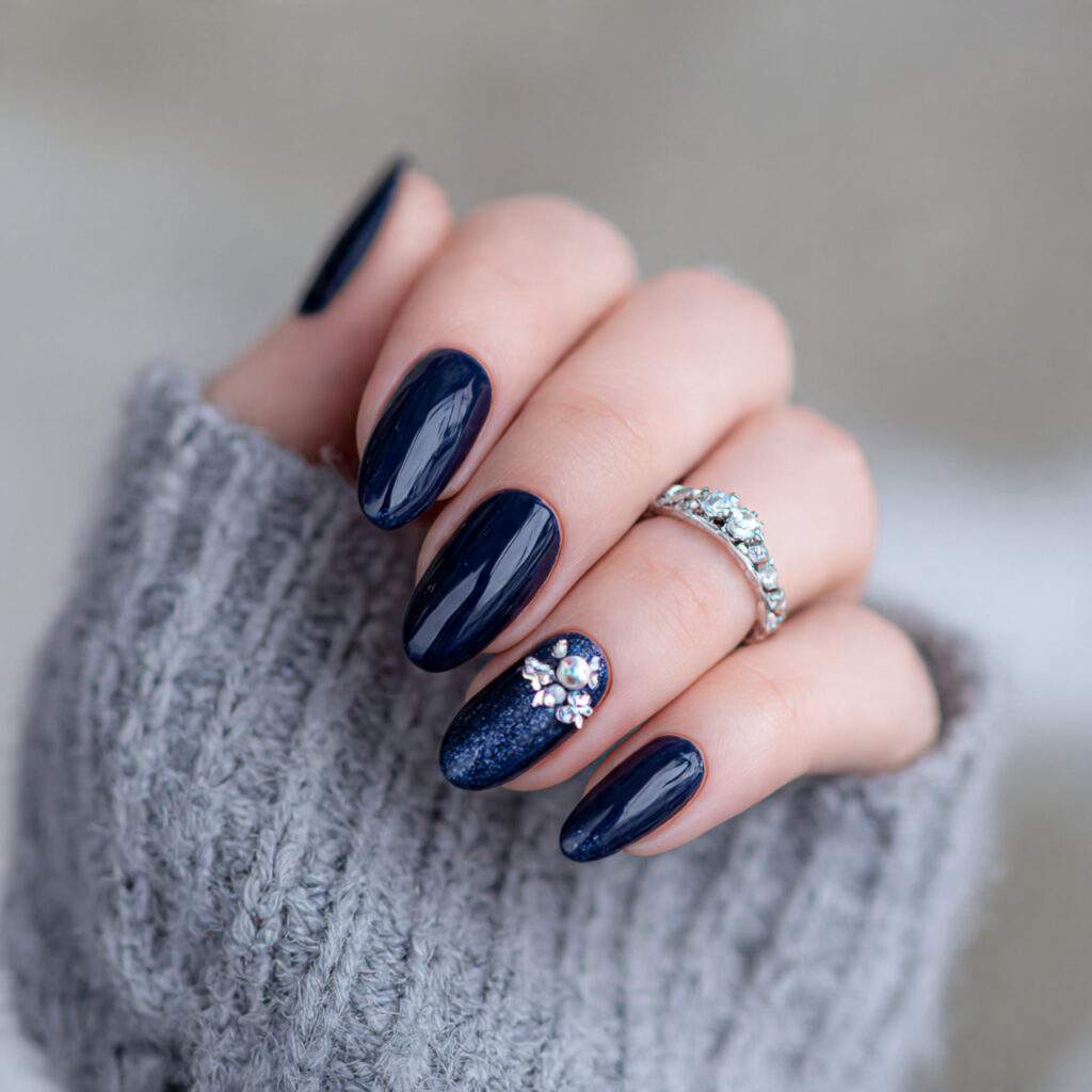 midnight winter charm navy nails feel bold