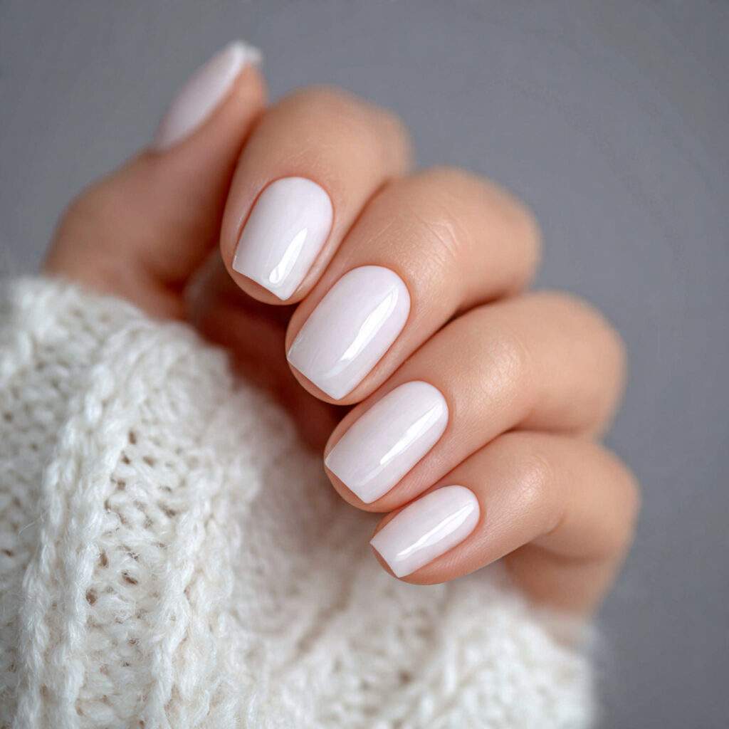 milky white nails are light and airy