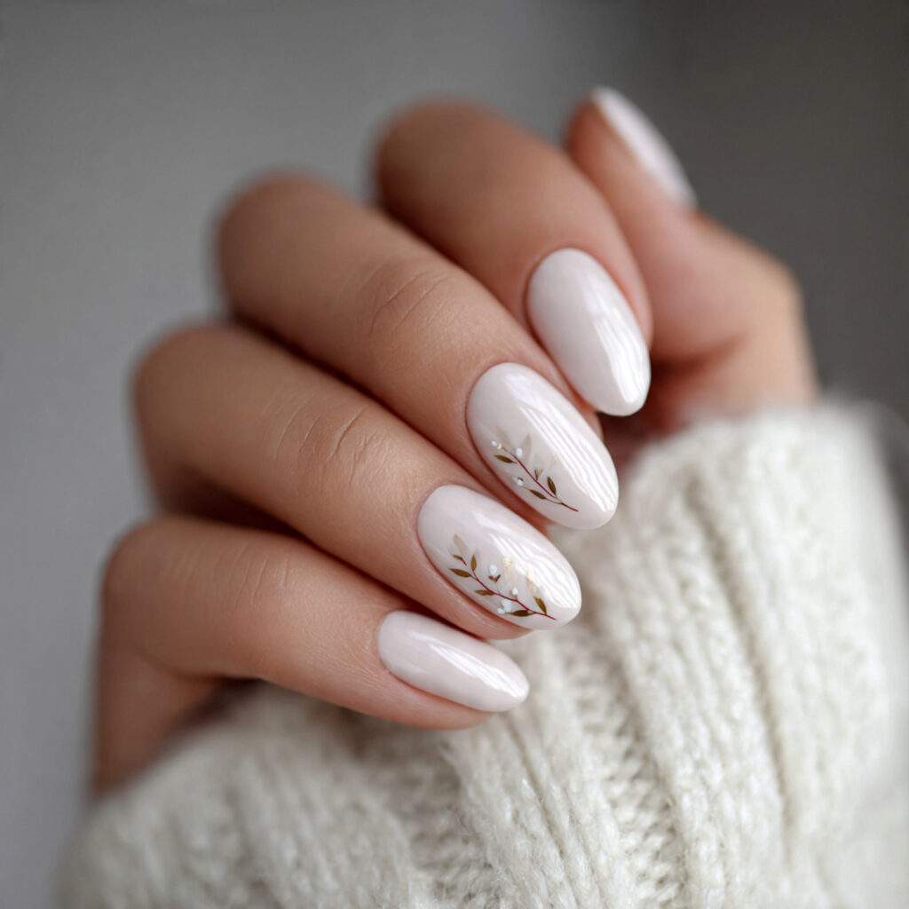 milky white nails with a classy finish