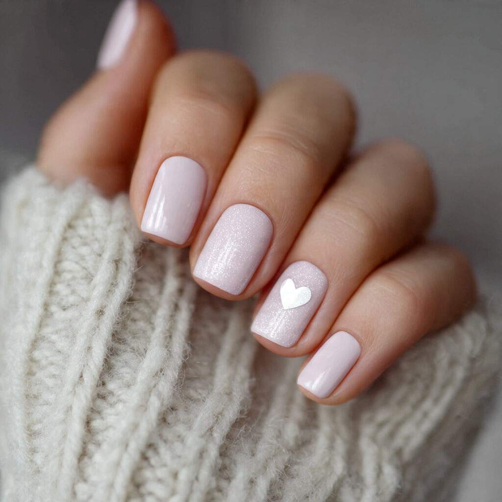 milky winter valentine nails offer softness with
