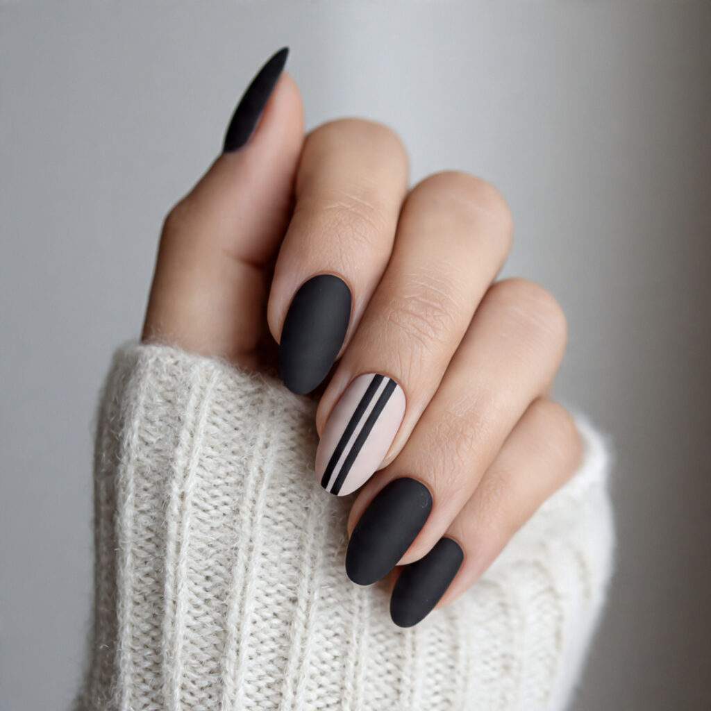 minimal black accent nails focus on simplicity