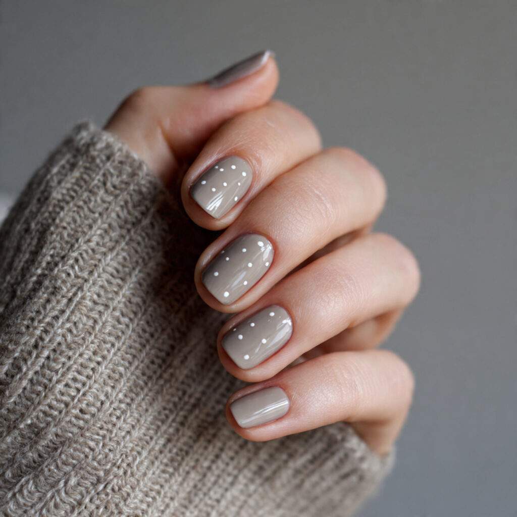 minimal dot nail art with neutral polish