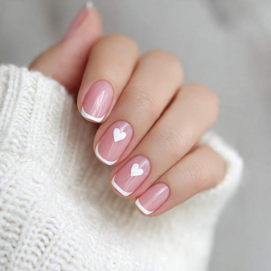 minimal french line valentine nails feature very