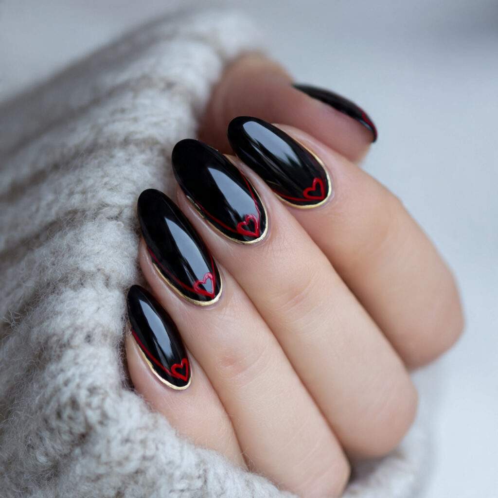 minimal heart accent nails