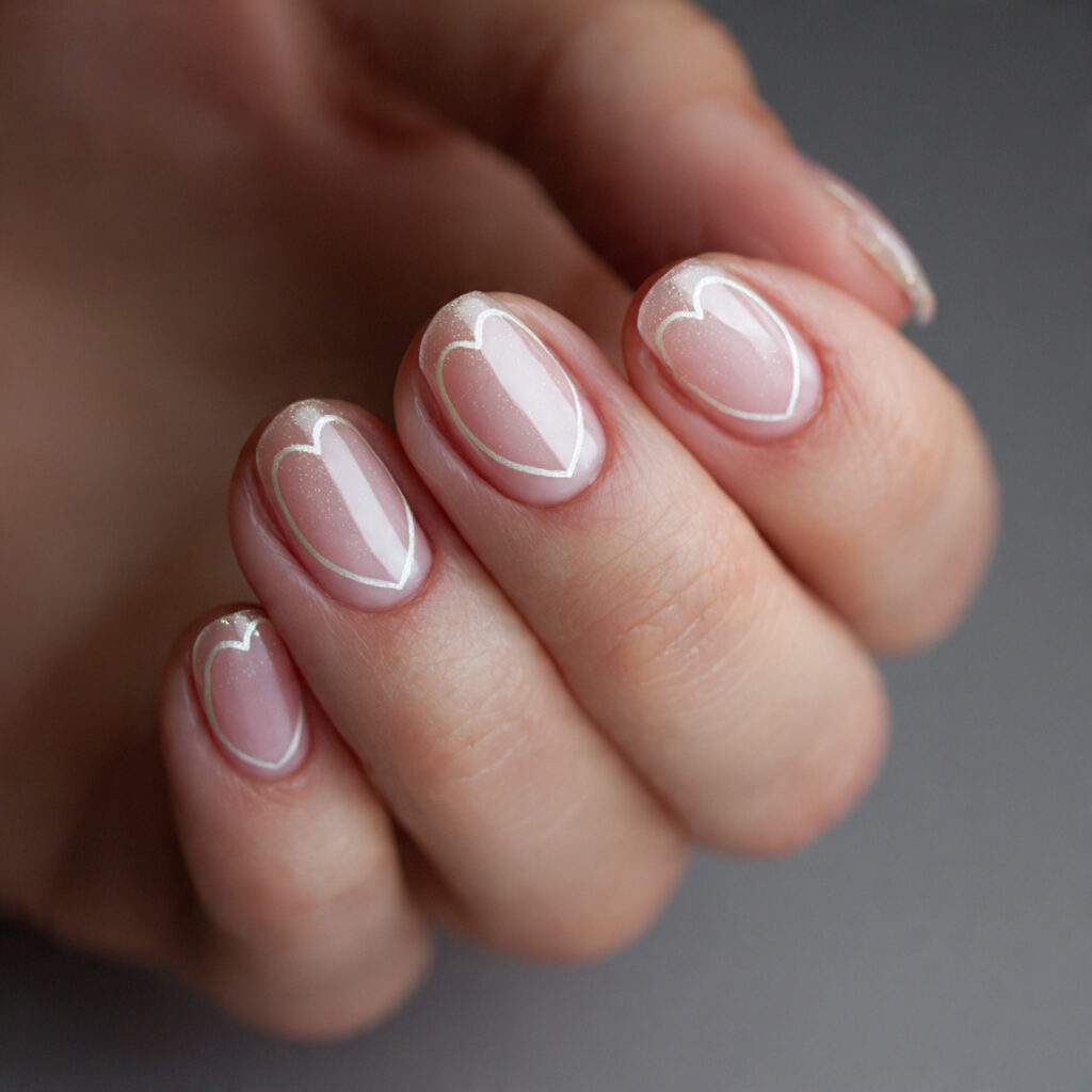 minimal heart line nails focus on thin