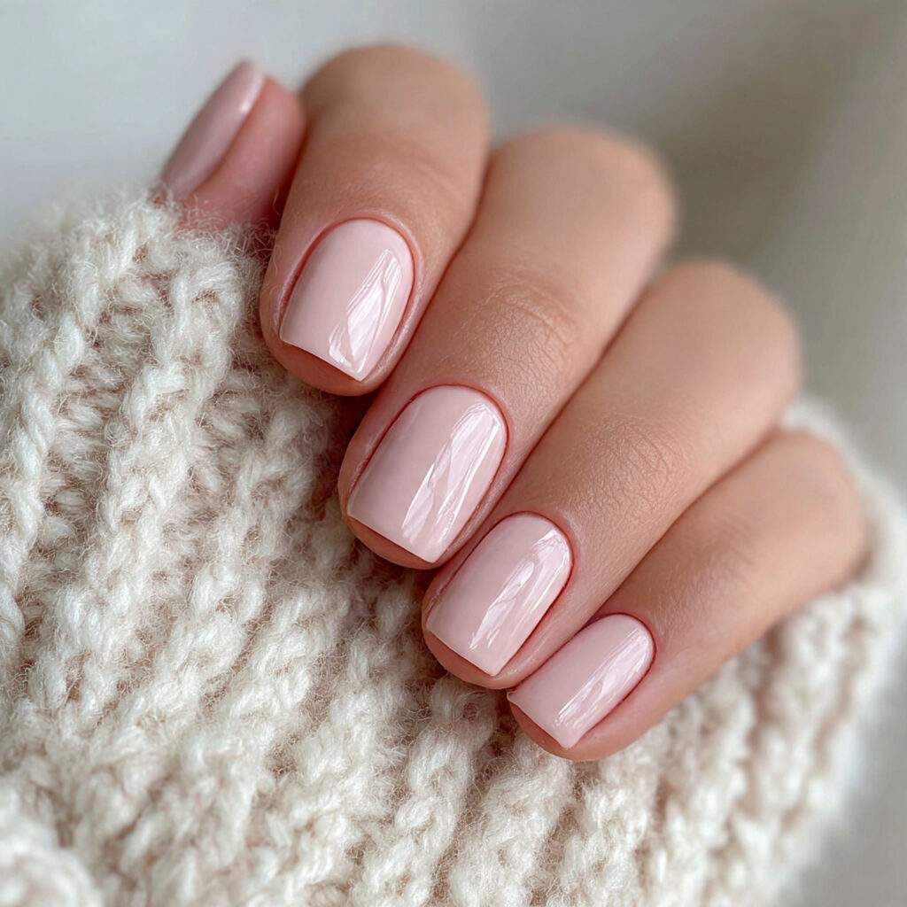 minimal january nails in pale blush tones
