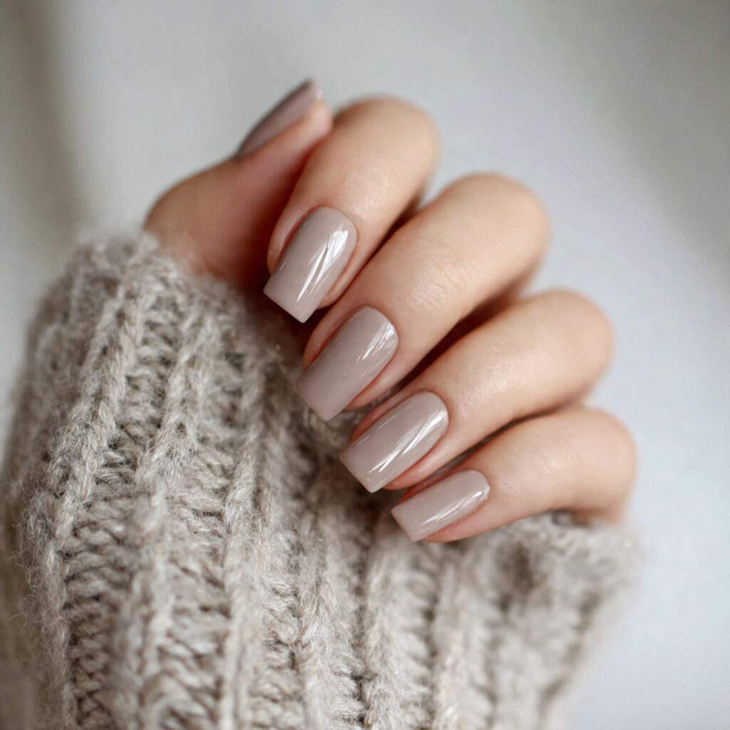 minimal january nails in soft taupe shades