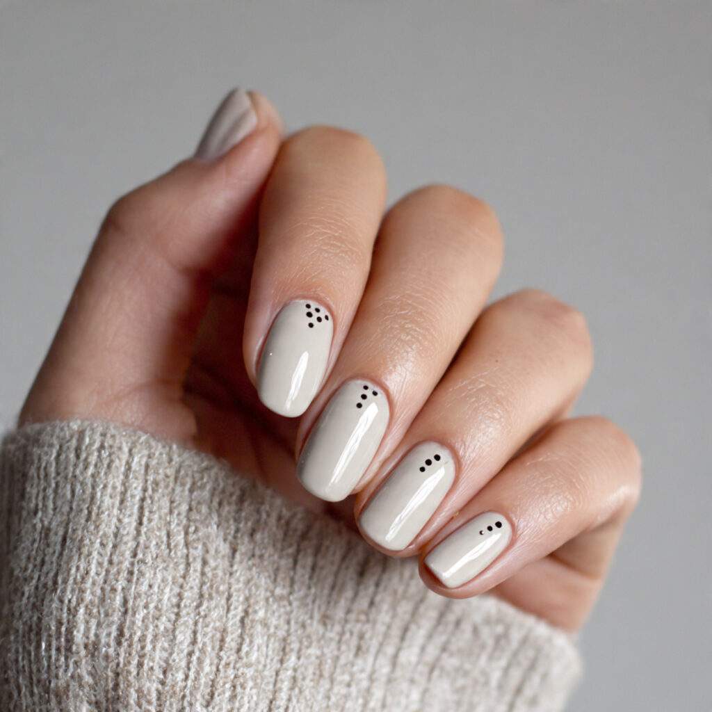 minimal january nails with micro dot accents