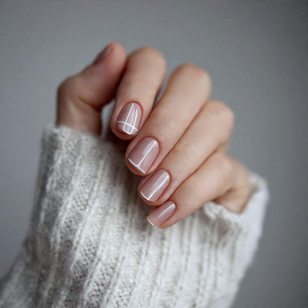 minimal january nails with negative space design