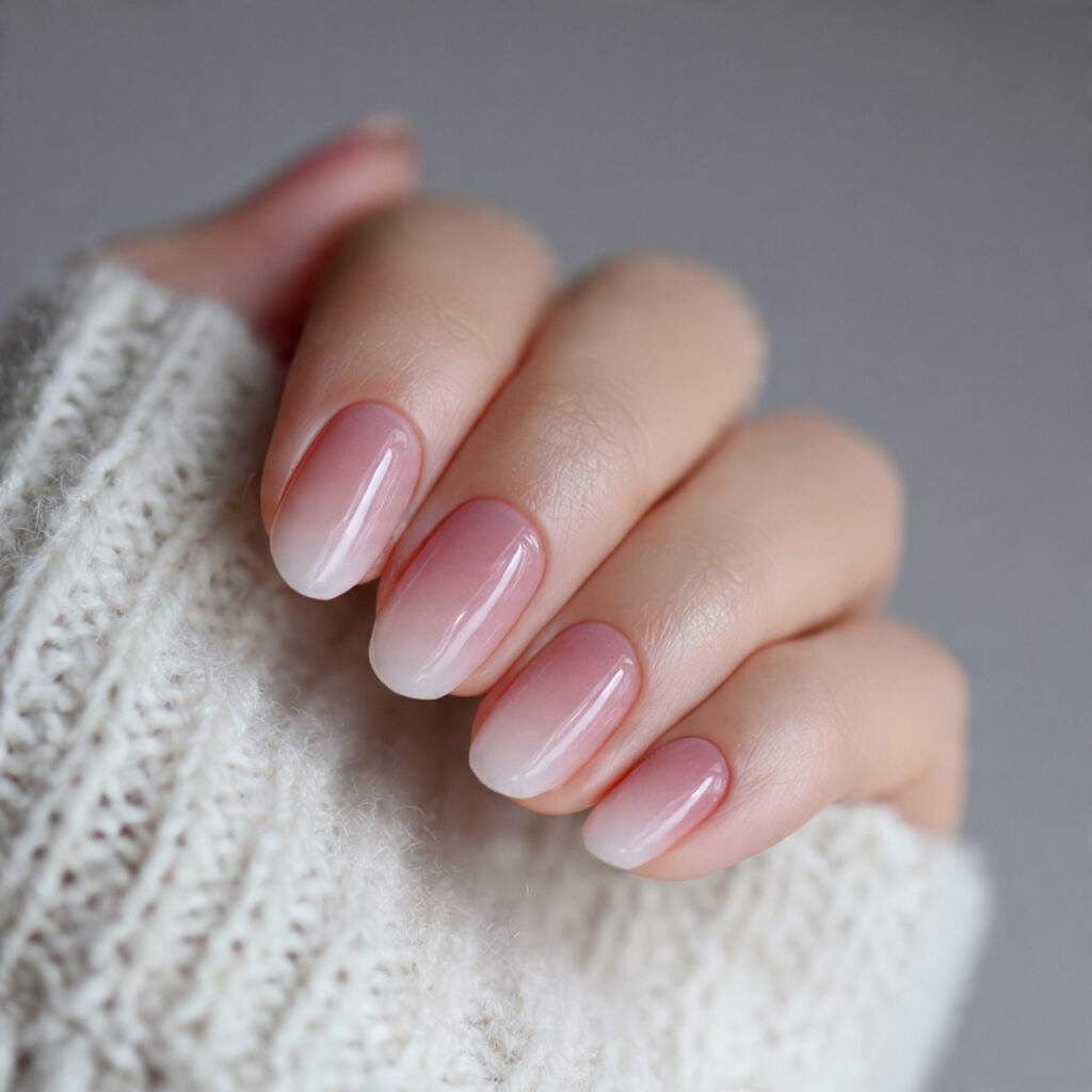minimal january nails with soft ombre fade