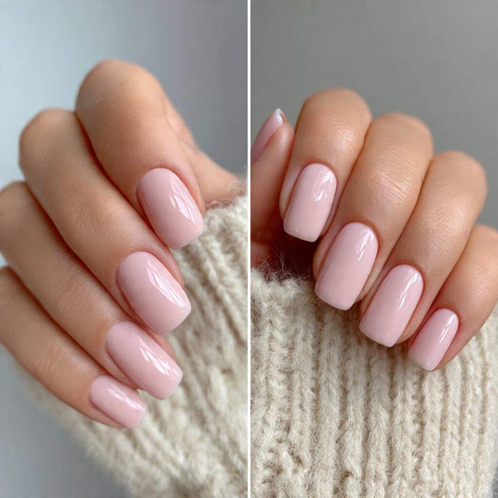 minimal light pink nails feel feminine calm
