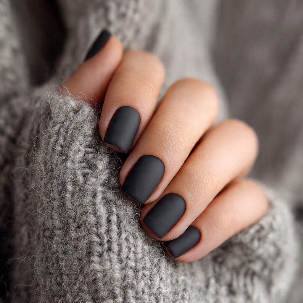 minimal short january nails with matte finish
