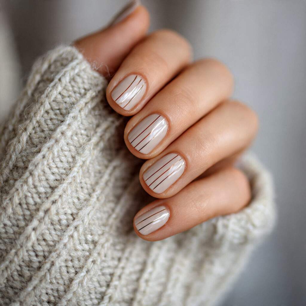 minimal short january nails with subtle line