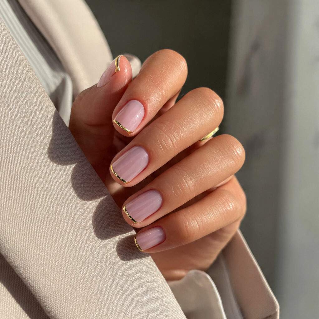 minimalist office nails with sheer pink base