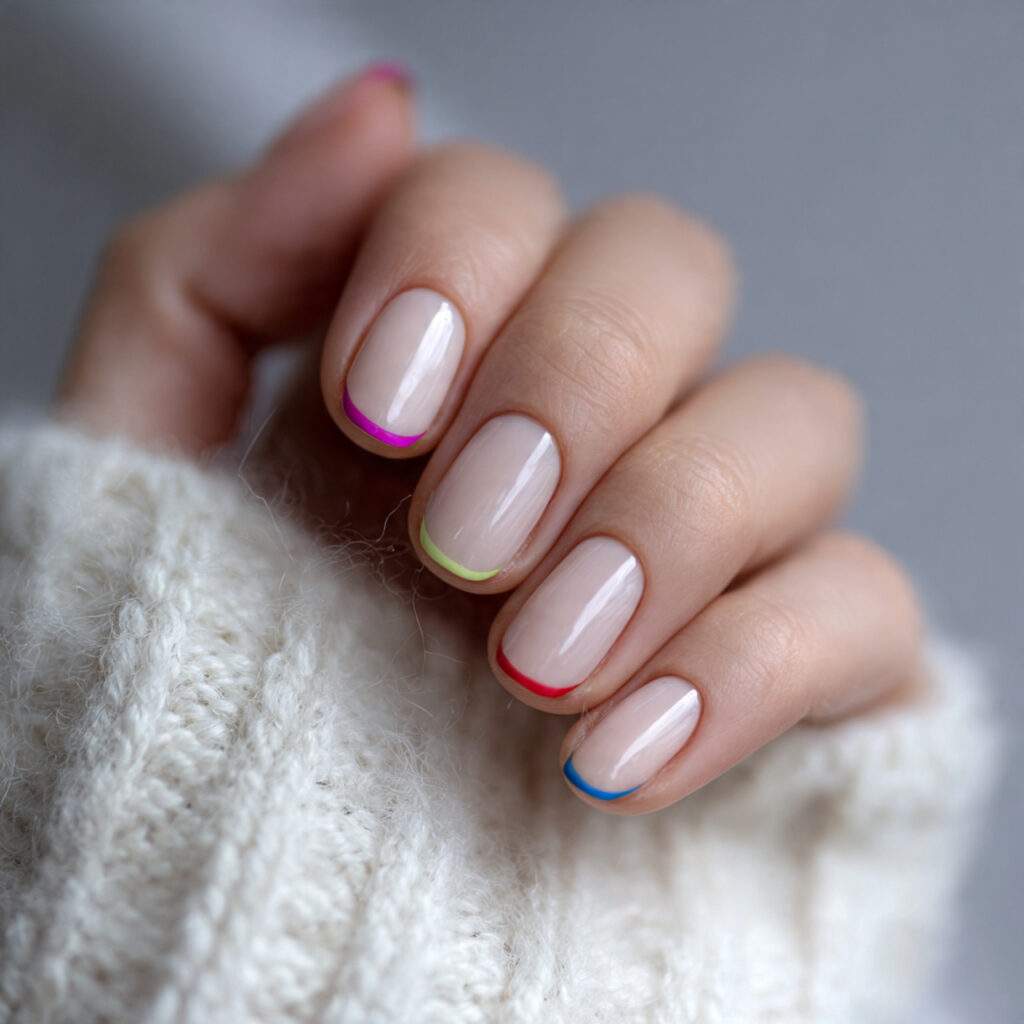 modern french manicure with color tips