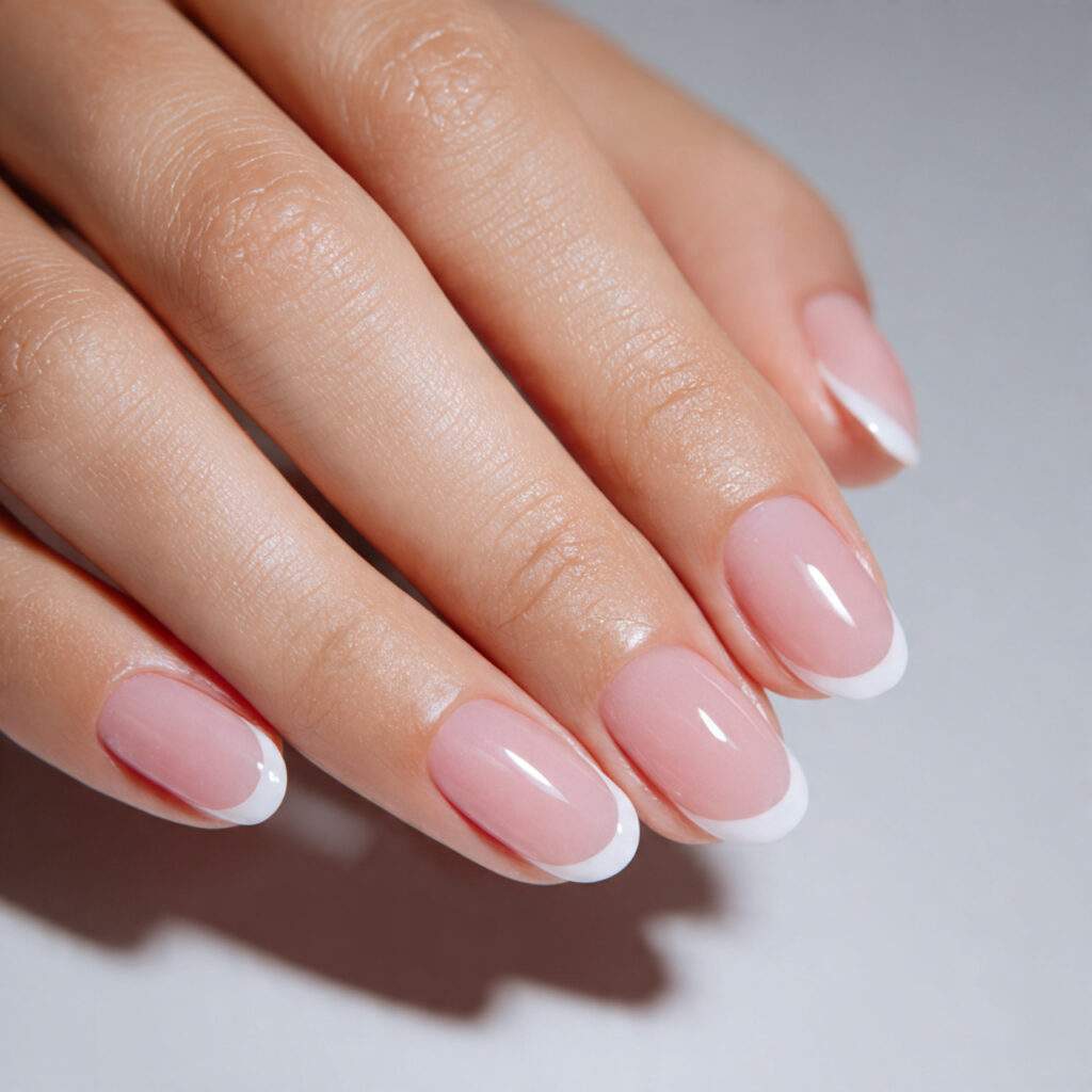 modern natural french manicure with sheer pink