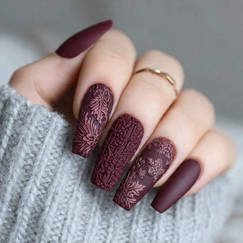 mulberry snowfall matte winter nails pin style