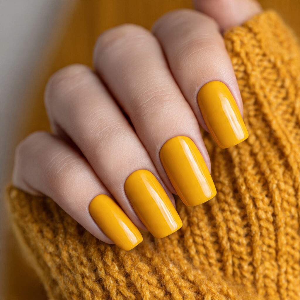 mustard yellow nails