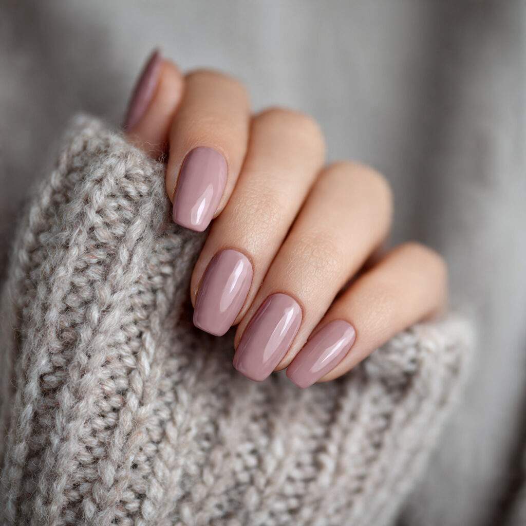 muted dusty rose nails with smooth matte