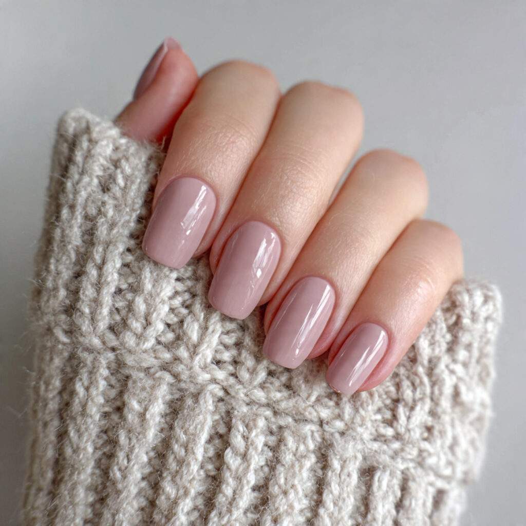 muted taupe pink cozy february nails mix
