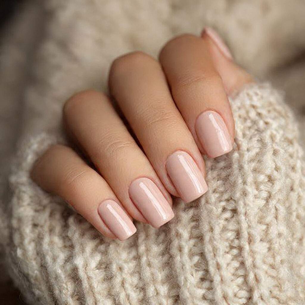 nails in a beige shade with soft