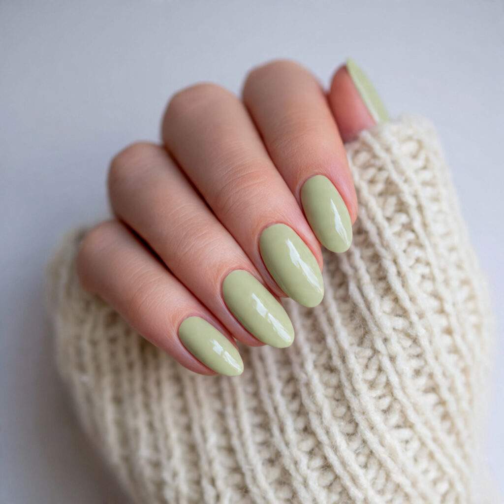 nails in a creamy pistachio green that