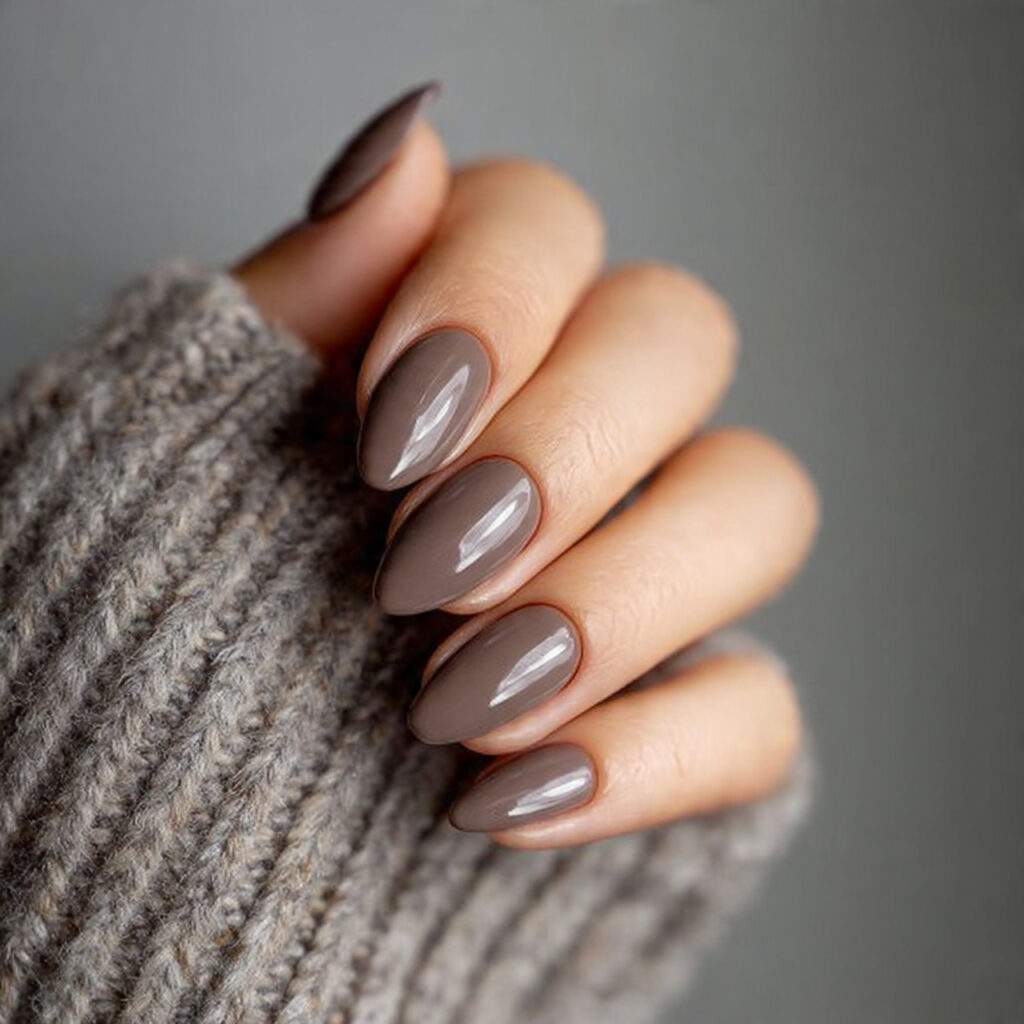 nails in a gentle mushroom brown shade