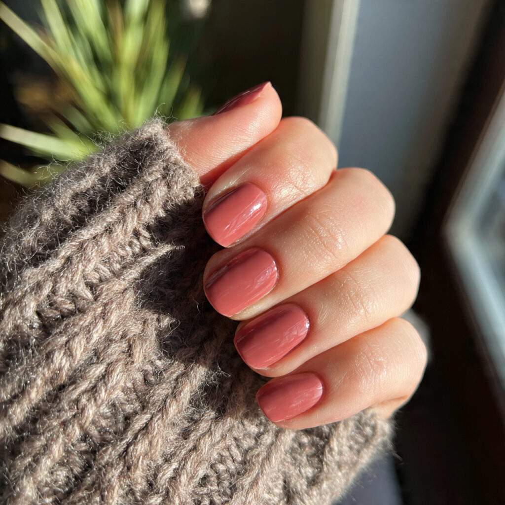 nails in a rose shade mixed with