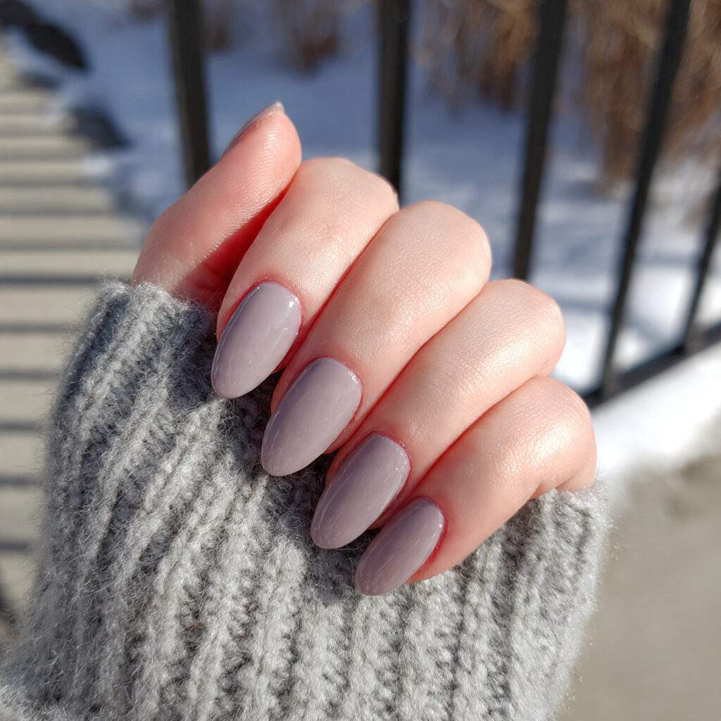 nails in a soft gray shade with
